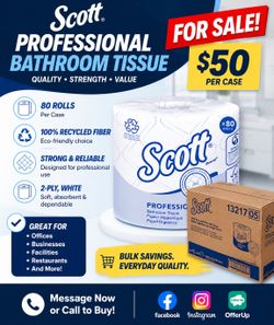 🧻 Scott Professional Toilet Paper – 80 Rolls Per Case – Only $50