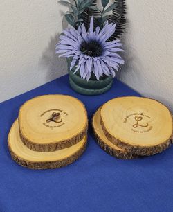 Lipper International Set of 4 Round Acacia Tree Bark Coasters Thailand