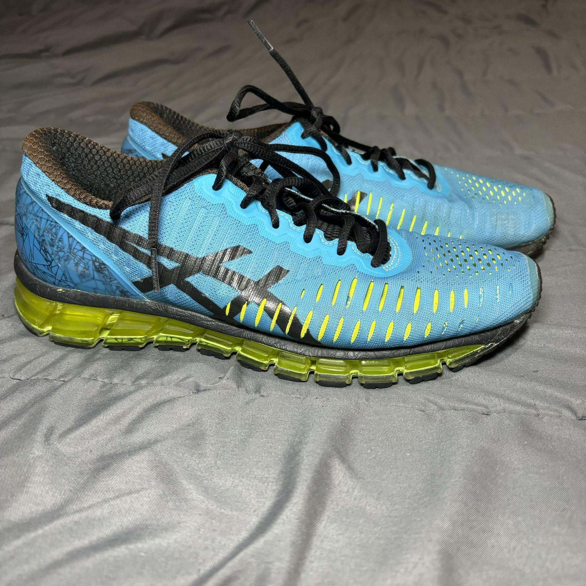 Asics Gel Quantum 360 Men s Blue Black and Yellow Running Shoes T5J1N for Sale in Yuma AZ OfferUp