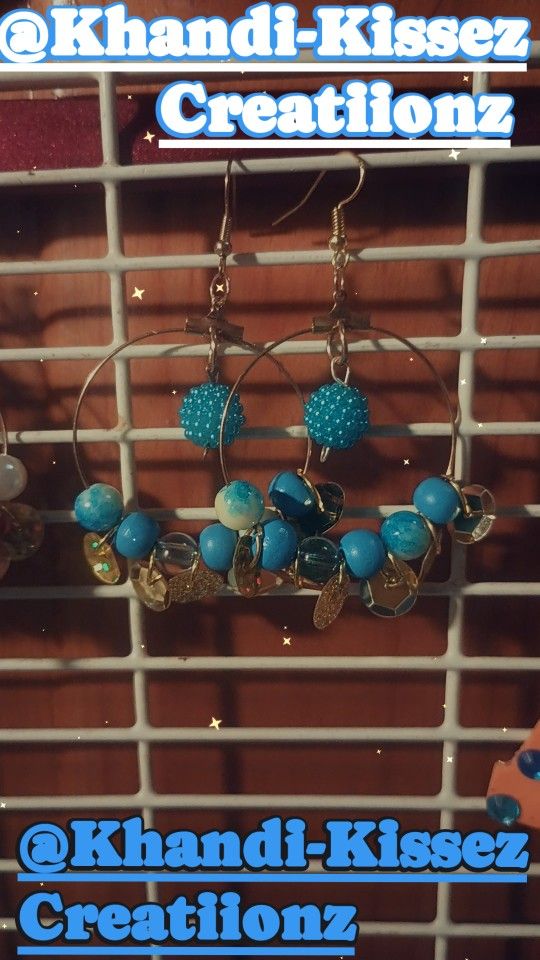 Blue & Gold Hoop Earrings
