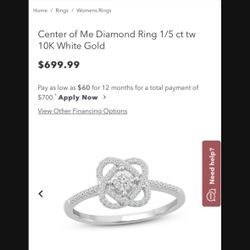 10k white gold diamond ring 