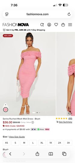 Pink strapless dress from fashionnova size XL NEW