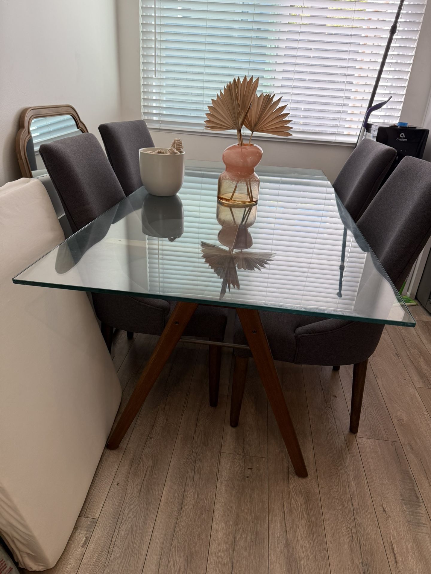 West Elm glass Dining Table