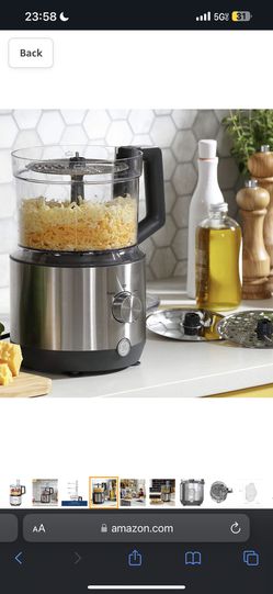  GE Food Processor, 12 Cup, Complete With 3 Feeding Tubes,  Stainless Steel Mixing Blade & Shredding Disc, 3 Speed, Great for  Shredded Cheese, Chicken & More, Kitchen Essentials