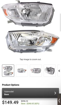 2010 Toyota Highlander Stock Head Lights 