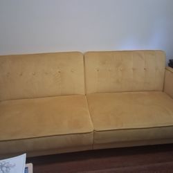 GOLD OR MUSTARD RETRO FUTON (LIKE NEW)