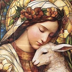 Painting of The Virgin Mary with Lamb