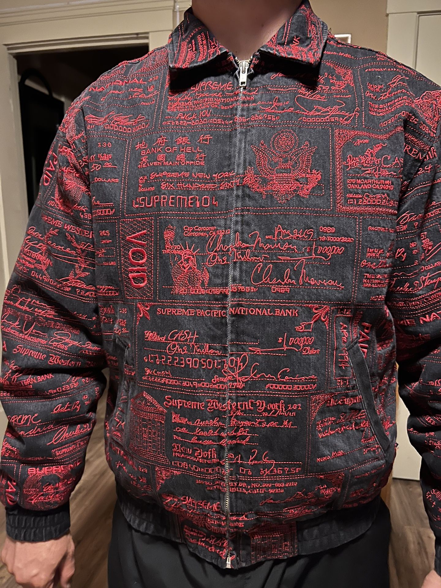 Supreme Checks Embroidered Denim Jacket