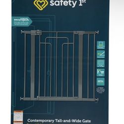 Safety 1st Contemporary Tall-and-Wide Gate, Grey, Gate For Kids And Animals.