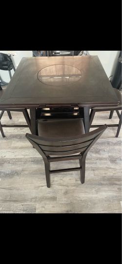 Dark Wood Dining Table with Chairs