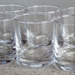 Vintage Clear Wide Drinking Drink Shot Glass Set Of 6