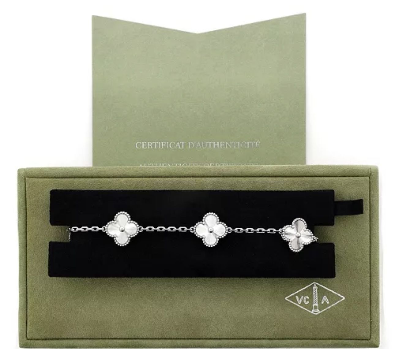 Van Cleef Vintage Alhambra 5 Motifs Bracelet 18k White Gold