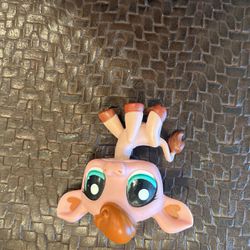 Rare LPS Littlest Pet Shop #2002 Pink And Brown Cow Blue Eyes Heart