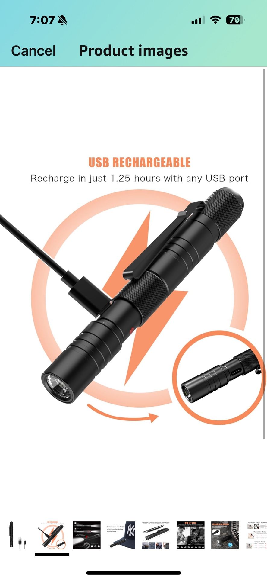 Rechargeable Zoomable LED Penlight, 3 Modes, 350 Lumens Pocket Size Clip Flashlight for Nurse, Inspection, Repair, Emergency
