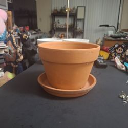 Terracotta Clay 8 Inch Planter & Saucer Set By Pennington