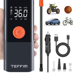 Tire Inflator Portable Air Compressor with Digital Pressure Gauge, 12V Smart Air Pump for Car Tires, Motorcycle, SUV, Electric Bike, Bicycle, Sports B