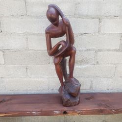 Hand carved music, man, abstract, wood sculpture