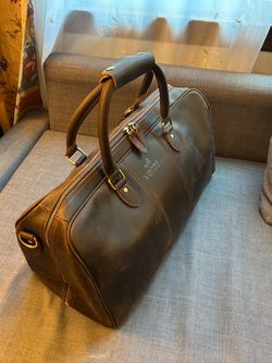 Vintage-style Brown Leather Business or Travel Duffel Bag, Brand New