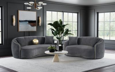 New 2 pc living room set with sofa and love seat on sale now don't miss