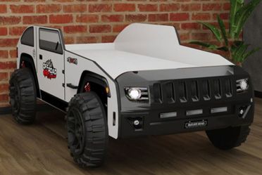 Brand New Black & White Twin Size Jeep Design Bed Frame