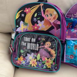 Two Backpacks With Water bottle and lunch bag