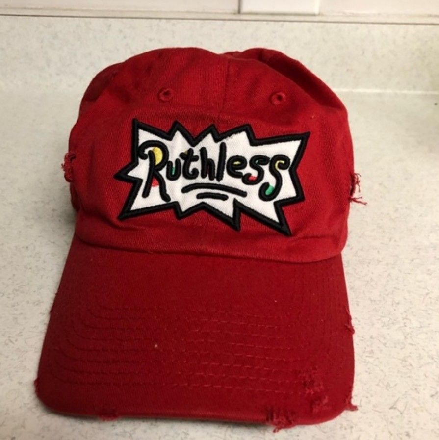 Field Grade Ruthless Hats Unisex Adjustable Size Red Distressed.