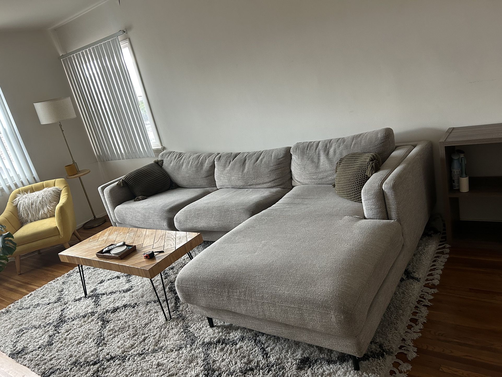 Grey L-Shaped Sectional Couch