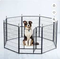 0363: New ComSaf Dog Playpen, 32" Height 8 Panels Metal Dog Fence, Playpen Pet Fence for Large/Medium/Small Dogs, Portable Dog Pen for Outdoor, Indoor