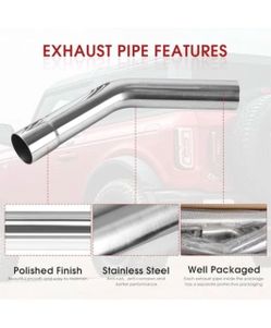 Brand New Richeer 45 Degree 3 inch O.D. T304 Stainless Steel Car Exhaust Pipe