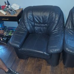 Leather Sectional And Chair