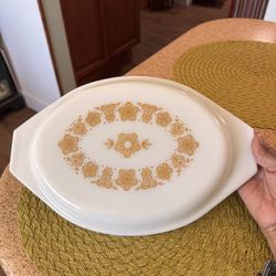 Vintage Pyrex Butterfly Gold casserole lid