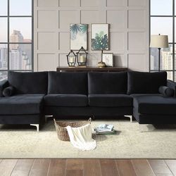 Black Velvet Modern  Sofa LIKE NEW 