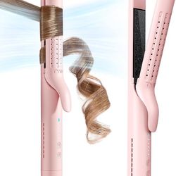 TYMO Airflow Styler Curling Iron - Ceramic Flat Iron Hair Straightener and Curler 2 in 1, Professional Curing Wand with 360° Ionic Cool Air, 5 Adjusta