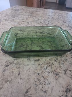 Green Glass Rectangular Baking Dish