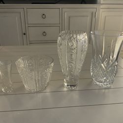 Lot Of 4 Glass/crystal Vases, Various Sizes & Designs -purchase Is For The Lot - Weston 33326 - Read Description