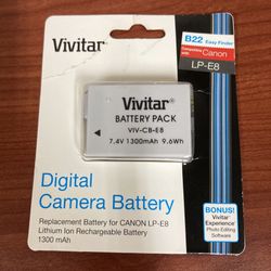 Vivitar Digital Camera Replacement Battery LP-E8 NIB