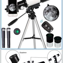Telescope for Adults & Kids, 70mm Aperture Refractor (15X-150X) Portable Travel Telescope with Phone Adapter & Wireless Remote, Astronomy Beginners Gi