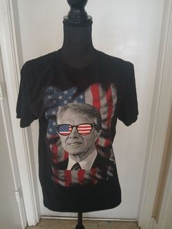 Black American Flag Graphic T-Shirt of JIMMY CARTER