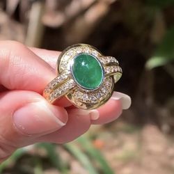 18K Natural Muzo Green Emerald Vintage Ring
