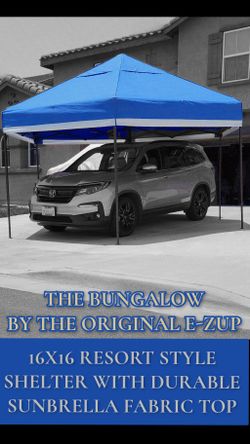 ORIGINAL E-ZUP 16' X 16' HUB • RESORT STYLE SHELTER • SUNBRELLA CANVAS TOP