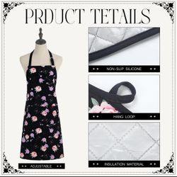 Kitchen baking apron oven glove set