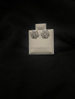 Silver flower earrings