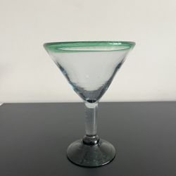 Hand Blown Martini Glass Emerald Green Mexican Inspired Cocktails 14 Oz