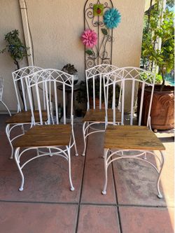 Wrought Iron & Wood Chairs