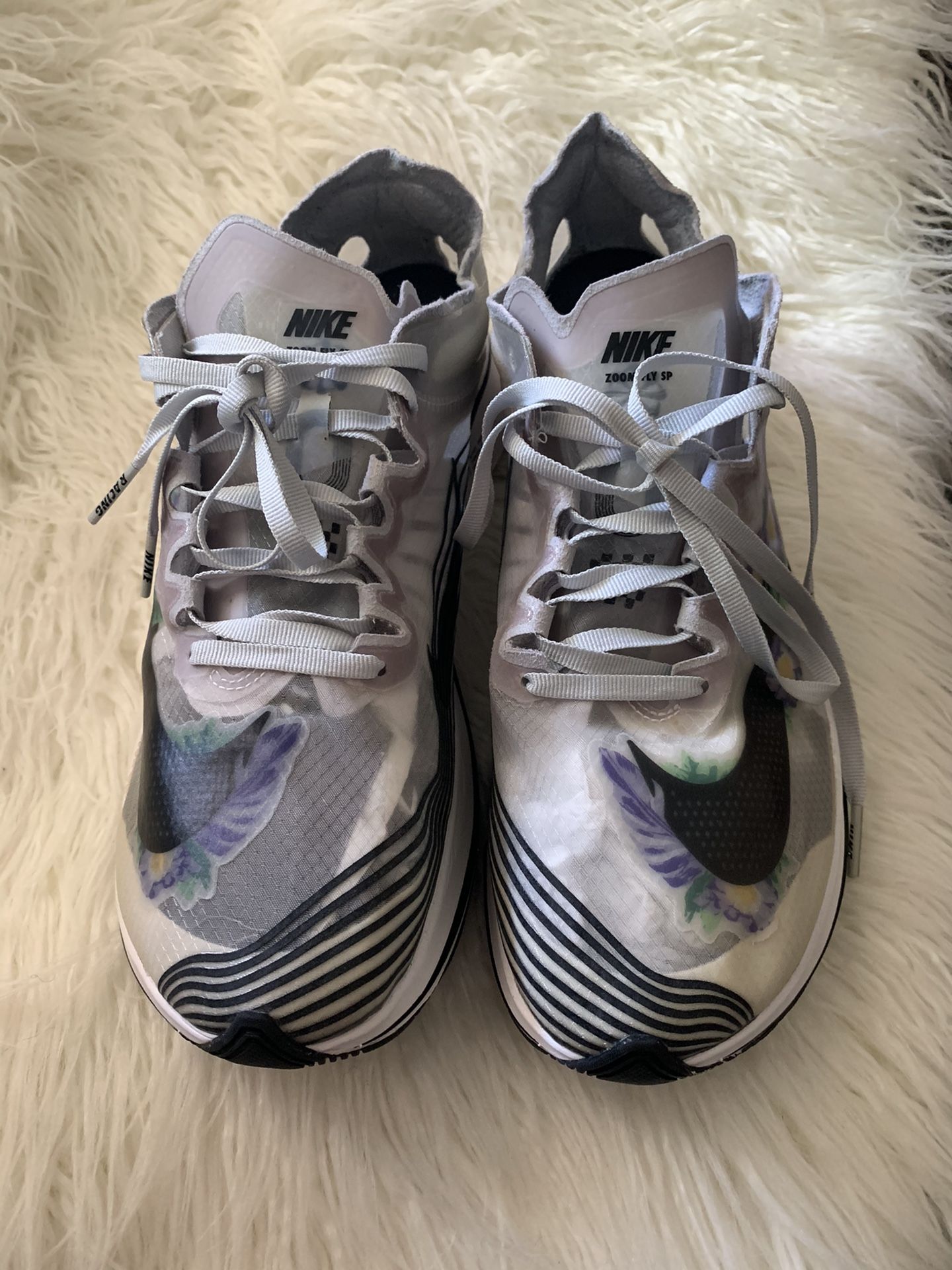 Nike Zoom Fly SP GPX RS Pure Platinum Black White Flower AV3523 001 Wn s Sz 10 Clothing Shoes Accessories