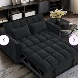54'' Velvet Sleeper Loveseat Sofa with Pull Out Bed