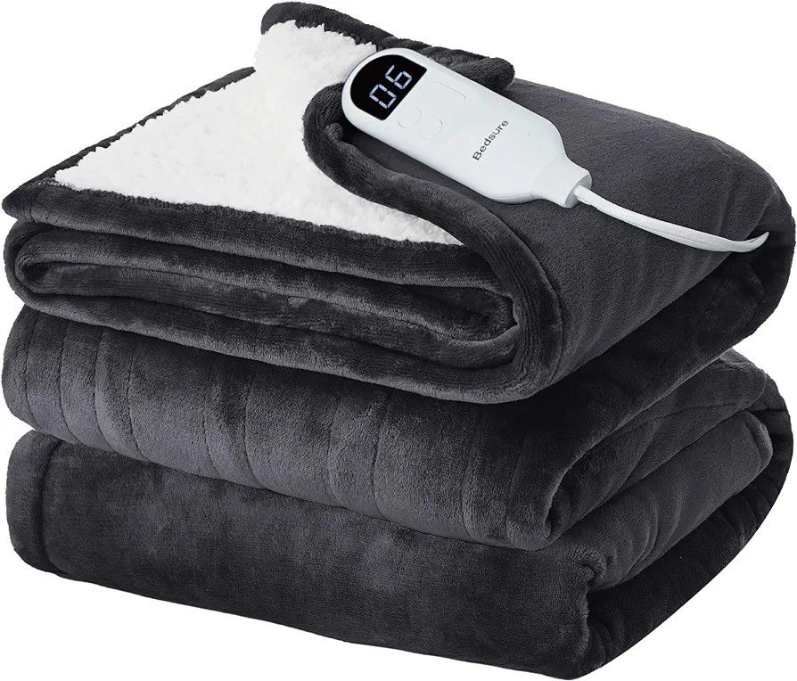 Bedsure Electric Blanket Full Size - Heated Blanket with 6 Heat Settings, Flannel Heating Blanket with 10 Time Settings, 8 hrs Timer Auto Shut Off (72