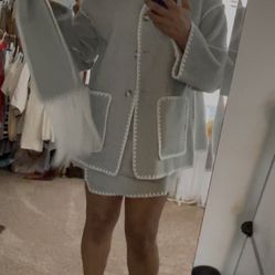 Two Piece Grey Skirt And Coat  Very Cute 