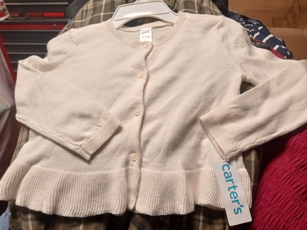 PRICE DROP!! NEW CARTER'S SIZE 4 BEIGE RUFFLED CARDIGAN