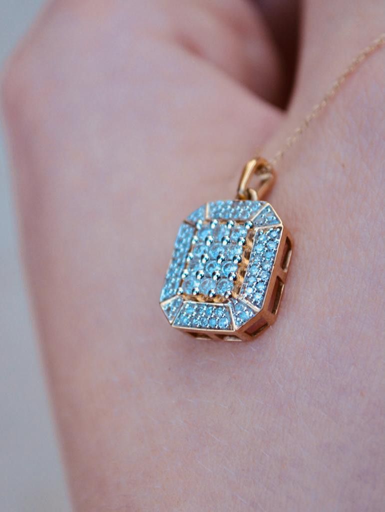 Diamond Pendant with Chain Necklace Yellow Gold